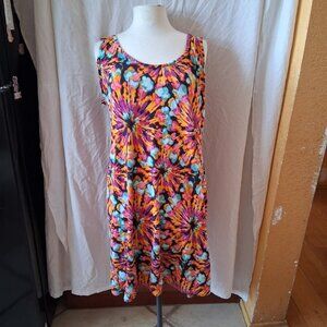 full circle trends womens multi-colered  tie dye tank dress size 2x